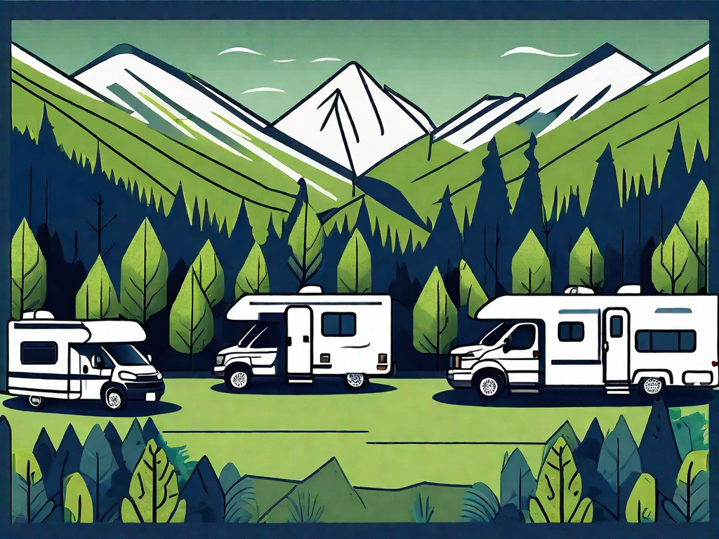 An elevated rv dealership lot with various types of rvs