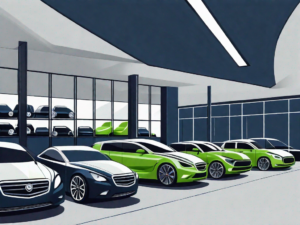 A well-organized car dealership lot